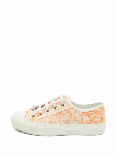 Pre-owned Dior Walk'n' Floral-jacquard Sneakers In Orange
