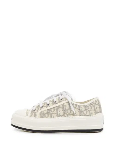 Pre-owned Dior Walk'n' Oblique Jacquard Sneakers In Neutrals