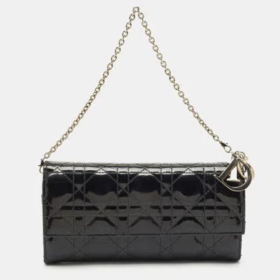 Pre-owned Dior Wallet On Chain In Black