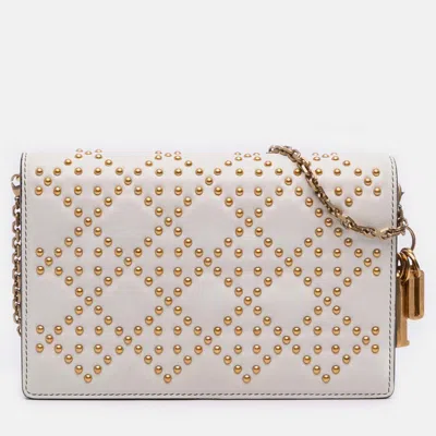 Pre-owned Dior Wallet On Chain In White