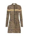 Dior Wang Ziwen's Same Leopard-print Long-sleeved Dress In Multicolor