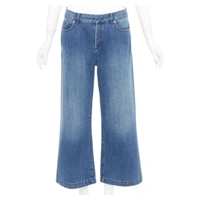 Pre-owned Dior Washed Cotton Denim Low Mid Rise Five Pocket Cropped Wide Leg Jeans Fr38 M In Blue