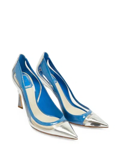 Pre-owned Dior Wave Pointed-toe Pumps In Silver