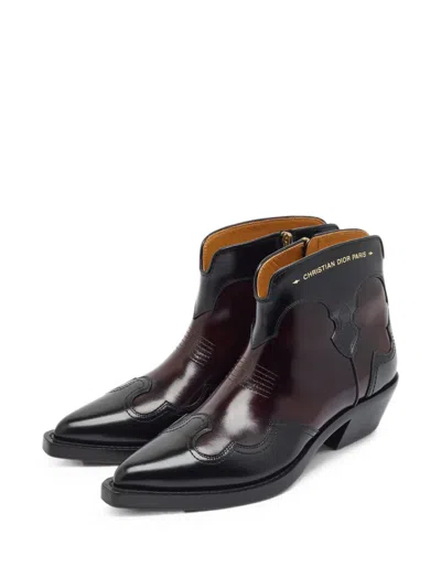 Pre-owned Dior Western Ankle Boots In Red