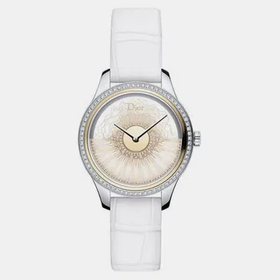 Pre-owned Dior White 18k Rose Gold Grand Bal Plume Cd153b2ka001 Automatic Women's Wristwatch 36 Mm