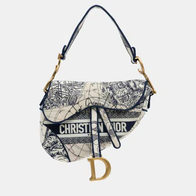 Pre-owned Dior White Around The World Saddle Bag
