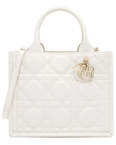 Dior White Calfskin Cannage Small Book Tote (authentic Pre-loved)