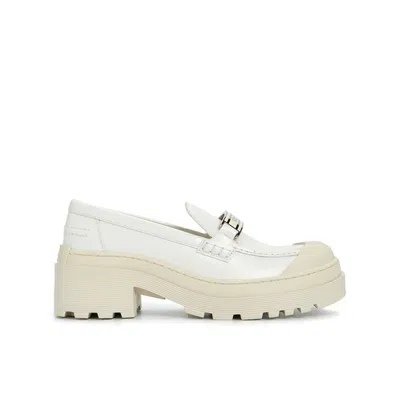 DIOR WHITE CALFSKIN PLATFORM LOAFERS