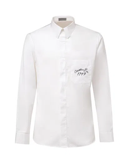 Dior White Cotton Shirt With Manuscrit Logo