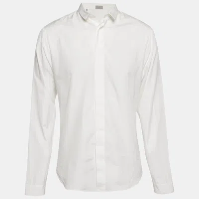 Pre-owned Dior White Cotton Slim Fit Shirt L