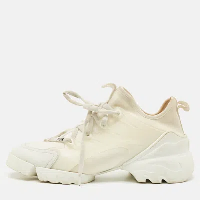 Pre-owned Dior White Fabric And Pvc Mesh D-connect Sneakers Size 39