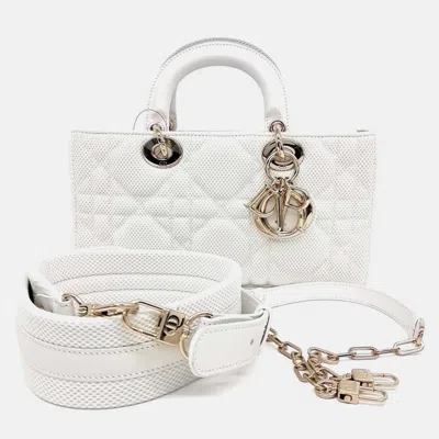 Pre-owned Dior White Fabric Lady D-joy Medium