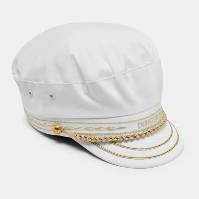 Pre-owned Dior White Greek Fisherman Special Edition Cap Size 58