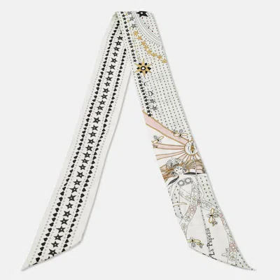 Pre-owned Dior White La Papesse Tarot Silk Mitzah Scarf