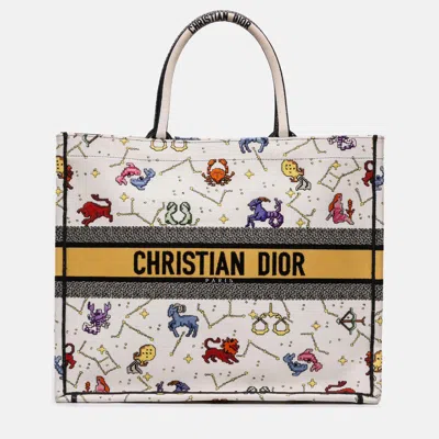 Pre-owned Dior White Large Zodiac Pixel Zodiac Book Tote