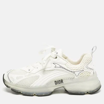 Pre-owned Dior White Leather And Mesh Vibe Lace Up Sneakers Size 42