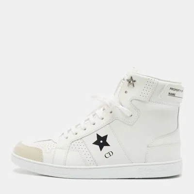 Pre-owned Dior White Leather And Suede Ors High Top Sneakers Size 38