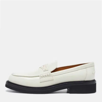 Pre-owned Dior White Leather Boy Slip On Loafers Size 40