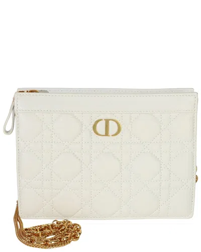 Dior White Leather Cannage Caro Every  Pouch (authentic Pre-loved) In Red