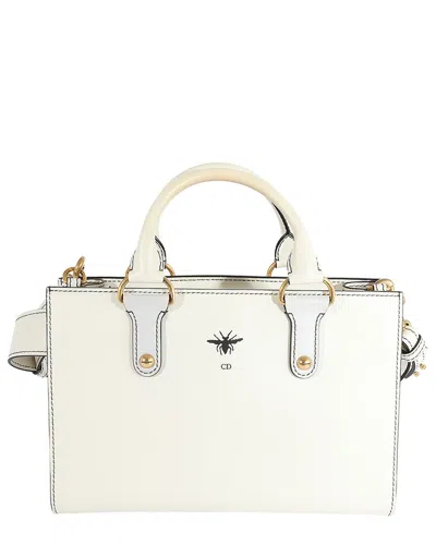 DIOR DIOR WHITE LEATHER D-BEE TOTE (AUTHENTIC PRE-LOVED)