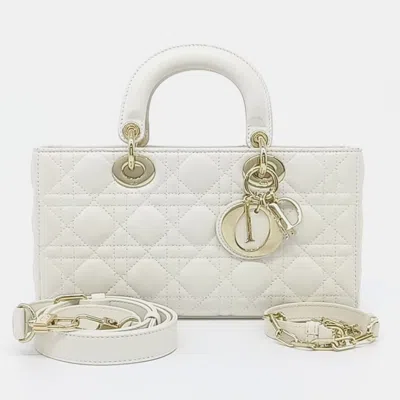 Pre-owned Dior White Leather D-joy Medium