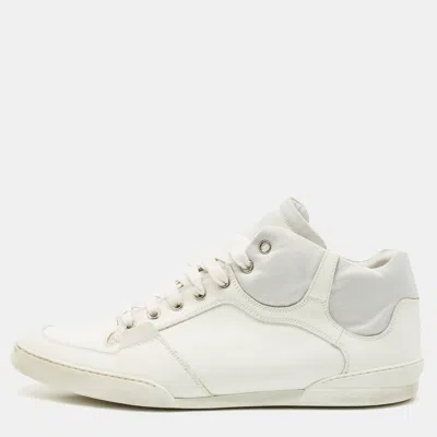 Pre-owned Dior White Leather Homme Monochrome High Top Sneakers Size 42