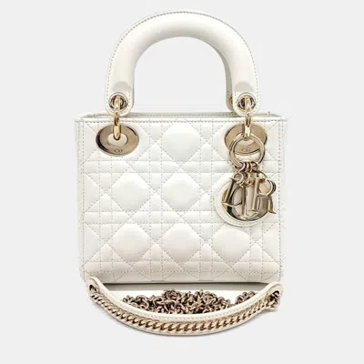 Pre-owned Dior White Leather Lady Mini Bag