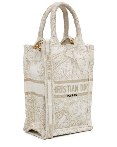 Dior White Leather Mini Jardin D'hiver Vertical Book Tote (authentic Pre-  Loved) In Metallic