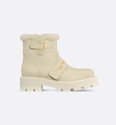 Dior White Leather Snow Boots In Brown