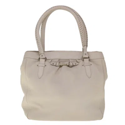 Dior White Leather Tote Bag ()