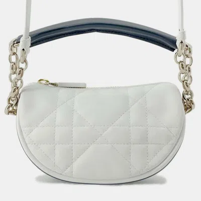 Pre-owned Dior White Leather Vibe Hobo Shoulder Bag Size Micro