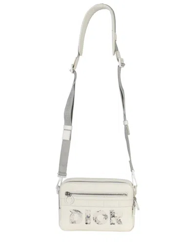 Dior White Leather X Daniel Arsham Grained Safari Messenger (authentic Pre-  Loved)