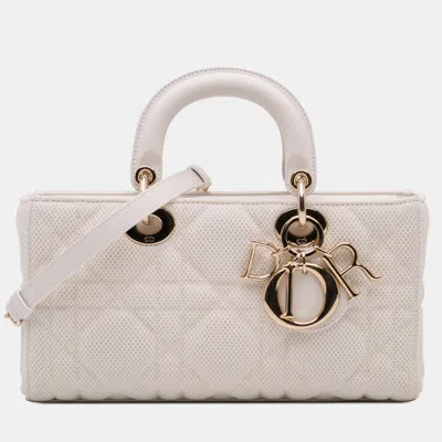 Pre-owned Dior White Medium Technical Fabric Macrocannage Lady D Joy