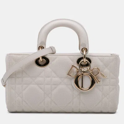 Pre-owned Dior White Medium Technical Fabric Macrocannage Lady D Joy