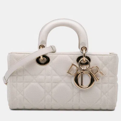 Pre-owned Dior White Medium Technical Fabric Macrocannage Lady D Joy