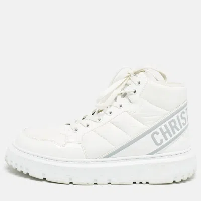 Pre-owned Dior White Mesh And Patent Leather D-player High Top Sneaker Size 37.5