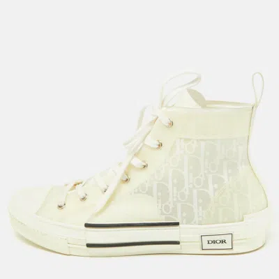 Pre-owned Dior White Mesh And Rubber B23 High Top Sneakers Size 45