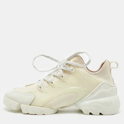 Pre-owned Dior White Neoprene And Leather D-connect Sneakers Size 38
