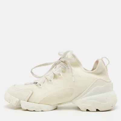 Pre-owned Dior White Neoprene And Rubber D-connect Sneakers Size 37.5
