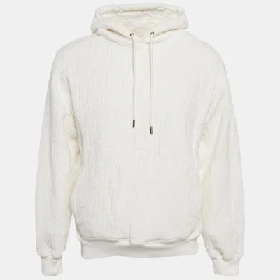 Pre-owned Dior White Oblique Cotton Terry Hoodie M