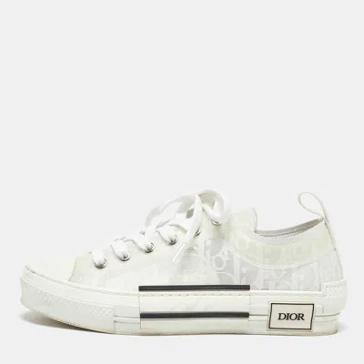 Pre-owned Dior White Oblique Mesh And Rubber B23 Low Top Sneakers Size 37.5