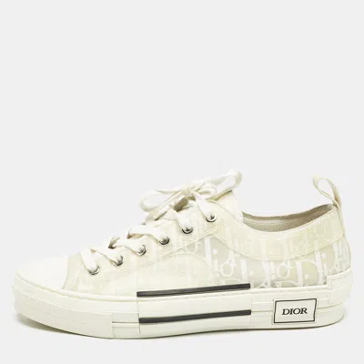 Pre-owned Dior White Oblique Mesh And Rubber B23 Low Top Sneakers Size 40