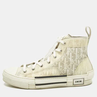 Pre-owned Dior White Oblique Mesh And Rubber B23 Sneakers Size 42