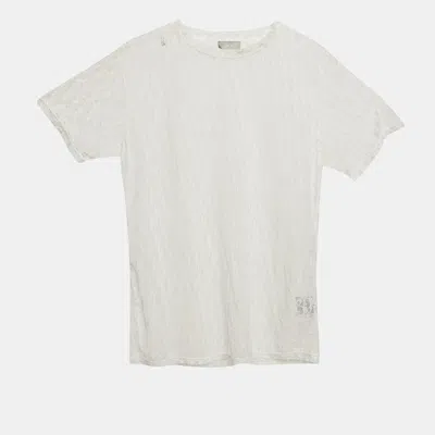 Pre-owned Dior White Oblique Mesh Sheer T-shirt Xs