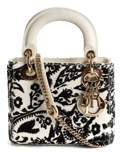 Dior White Paisley Mini Lady  (authentic ) In Black
