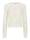 Dior White Perforated Cotton Knit Sweater In Neutral