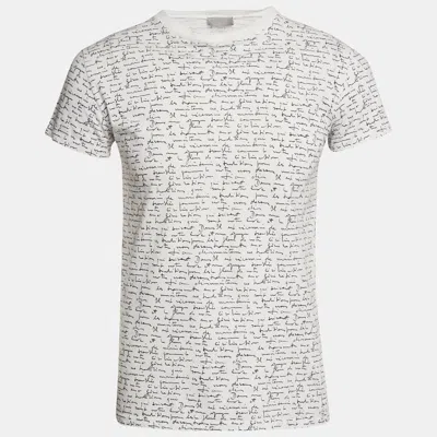 Pre-owned Dior White Print Cotton Round Neck T-shirt Xs