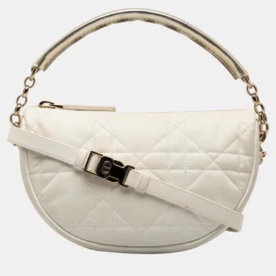 Pre-owned Dior White Small Cannage Vibe Satchel