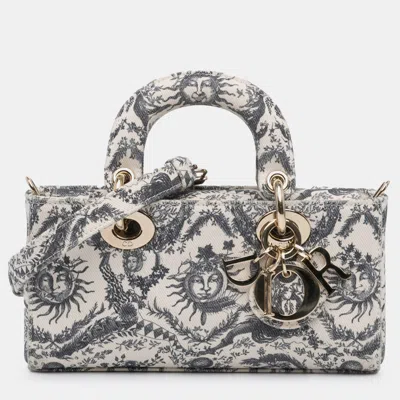 Pre-owned Dior White Small Denim Toile De Jouy Soleil Lady D Joy