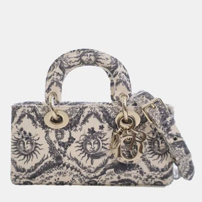 Pre-owned Dior White Small Denim Toile De Jouy Soleil Lady D Joy